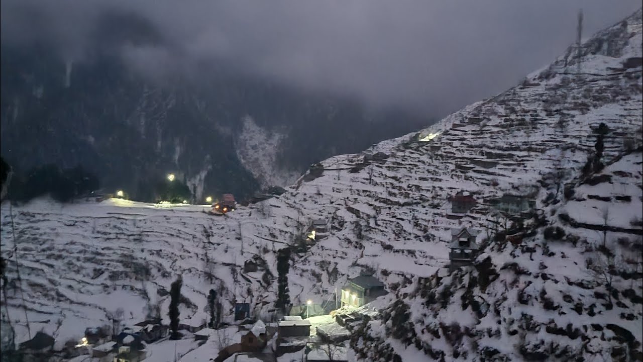 Very Beautiful And Peaceful Evening View After Snowfall