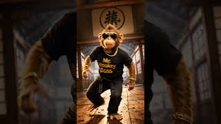 Monkey Boss Shows Karate Skills 🐵🥋 | Funny Monkey Action Shorts #viralshorts