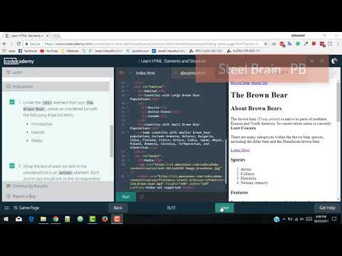 Codecademy | Learn Html | Common  Element | Lesson 15 to 17 by Steel Brain . PB