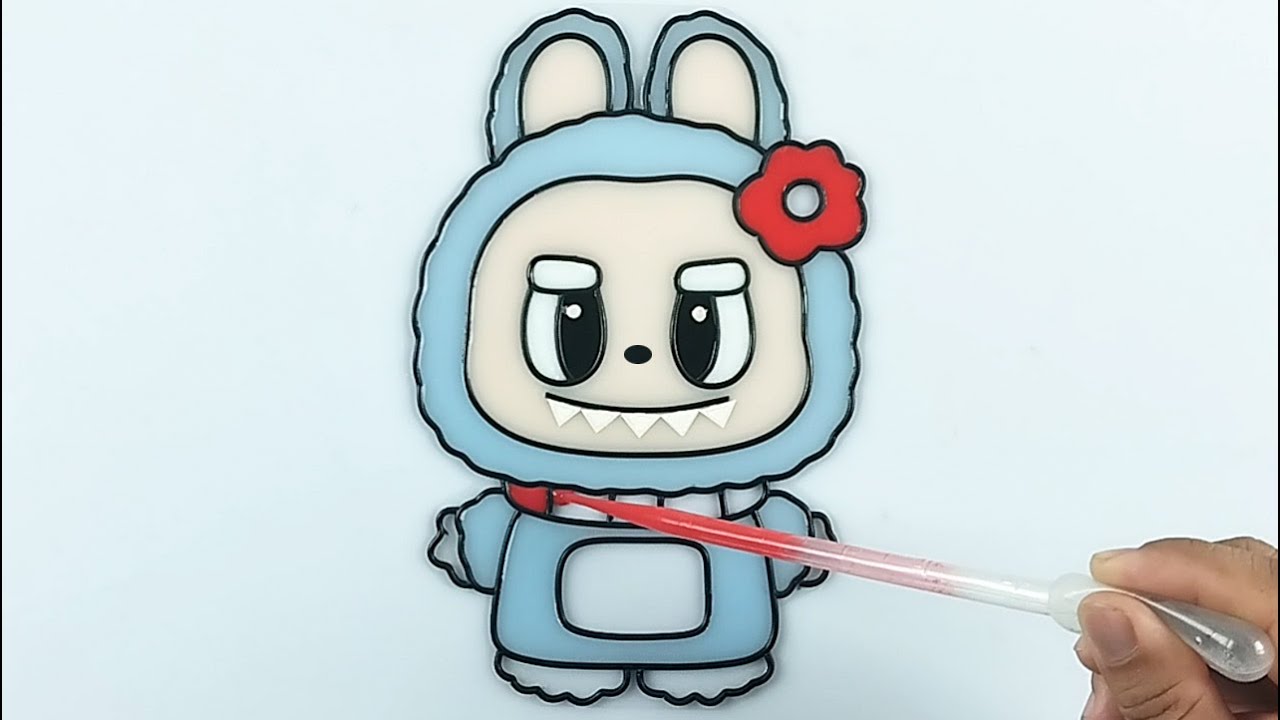 🎨 Coloring Labubu with Gelatin & Watercolors 💧 | Cute Art Painting | Sumy Art