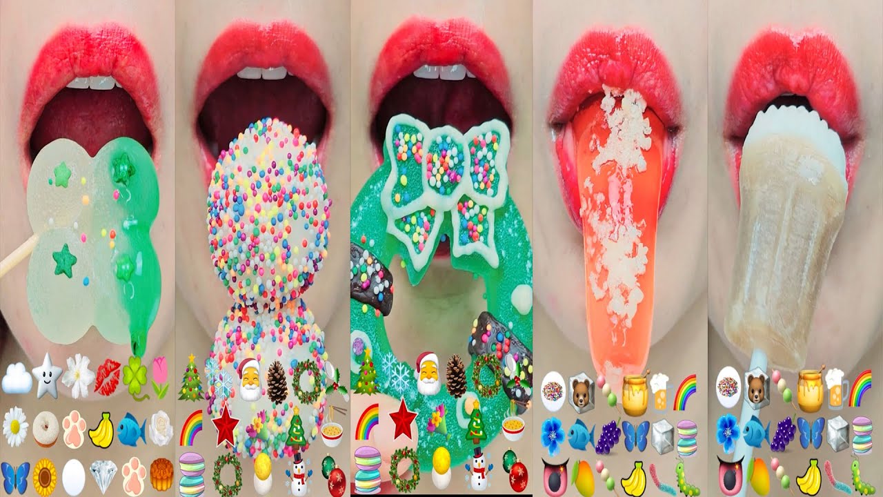 ASMR EMOJI FOOD 10minutes dessert for relaxing sleep mukbang eating sounds