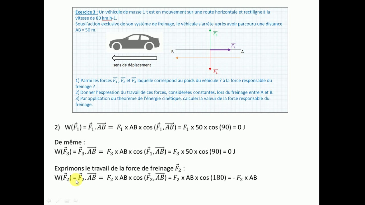 Chap 12 exercice 3 application du théorème de l'énergie cinétique YouTube Chap 12 exercice 3 application du théorème de l'énergie cinétique YouTube