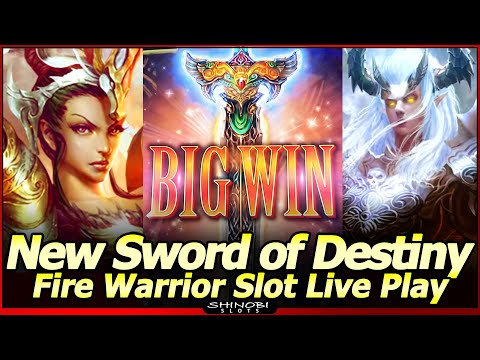 Sword of Destiny Fire Warrior Slot Machine - Live Play, Super Ten Features and Big Wins