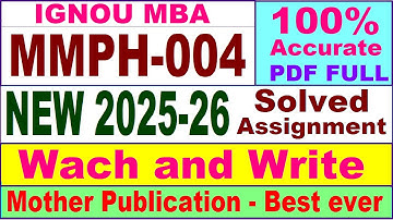 MMPH 004 solved assignment 2025-26 in English || mmph 004 solved assignment 2026 || ignou mmph4