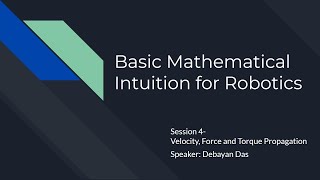 Basic Mathematical Intuition for Robotics- Session 4