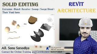Solid Editing | Extrusion | Blend | Revolve | Sweep | Swept Blend | Their Void form | Revit Tutorial