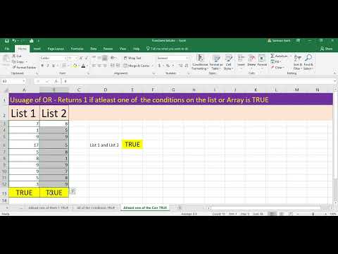 Excel : Simple method to at least one TRUE returns  TRUE