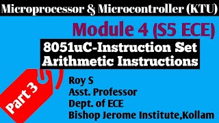 Module 4|Part 3|Arithmetic Instructions-8051|Microprocessor & Microcontroller| S5 ECE - KTU|