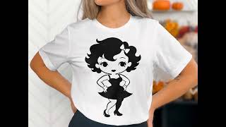 Betty Boop Silhouette SVG, Cartoon Icon Clipart, Vintage Character Vector, Classic Animation Digital