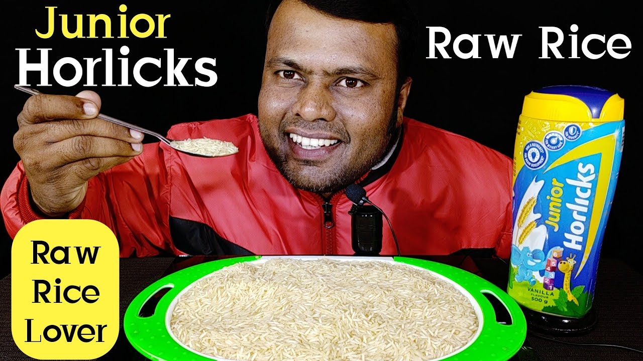 EATING RAW RICE | BASMATI RAW RICE WITH JUNIOR HORLICKS - YouTube