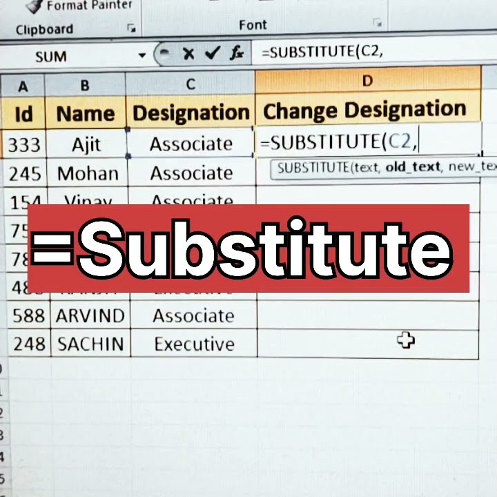 How to Replace a word with another word using the substitute in excel # ...