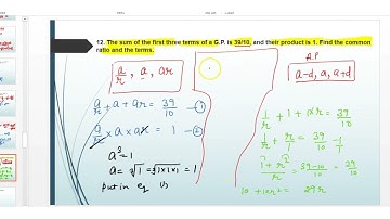 The sum of the first three terms of a G.P. is 39/10, and their product is 1. Find the common ratio