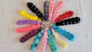 Crochet cluster keyring strap
