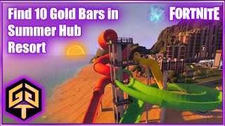 Fortnite Creative Quest to Find All Gold Bar Locations Enter Locked Hotel Door Summer Hub Challenge