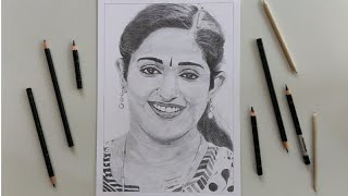 Kavya Madhavan Pencil Drawing Time Laps Video