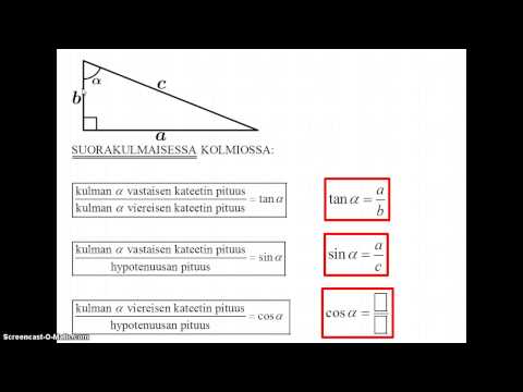 Suorakulmaisen kolmion tan, sin ja cos