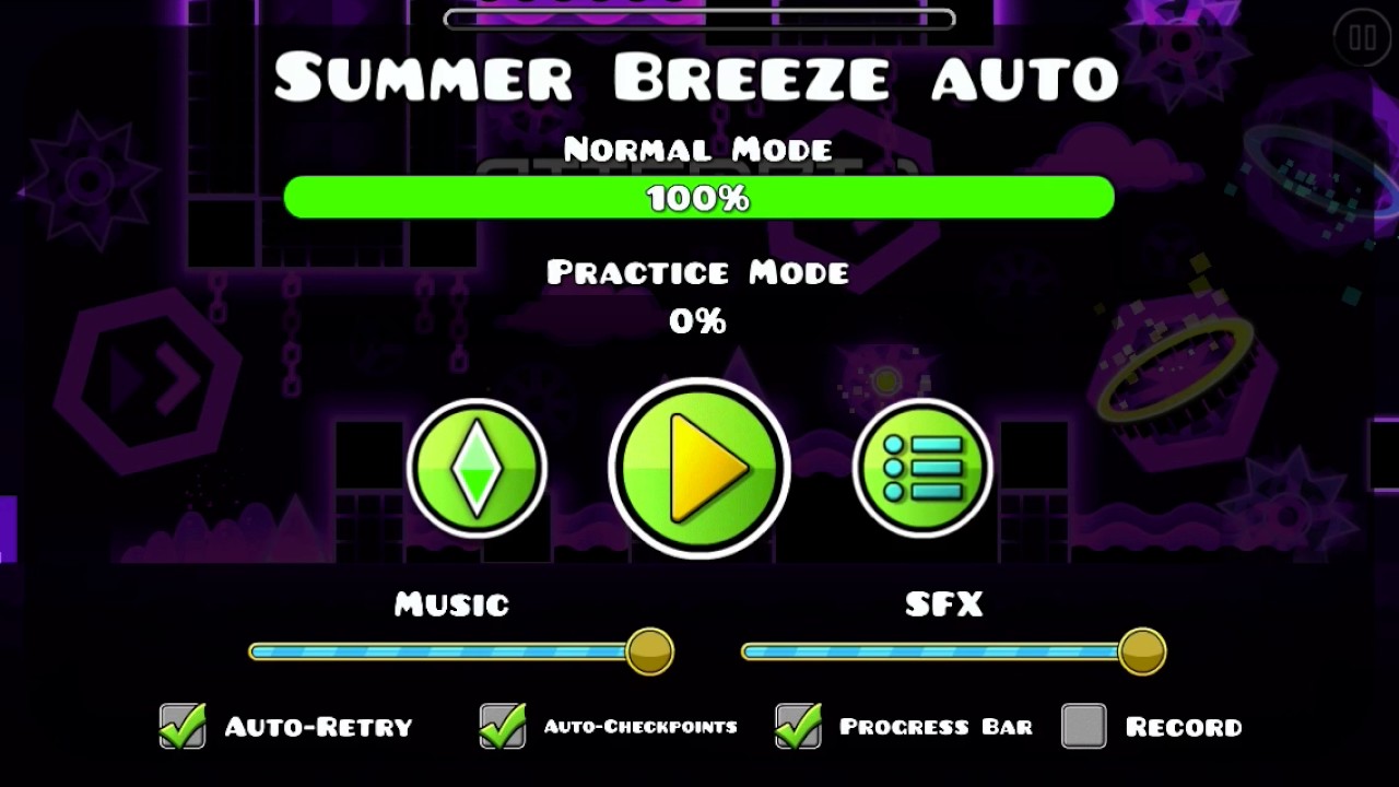 Geometry Dash Summer Breeze full song YouTube
