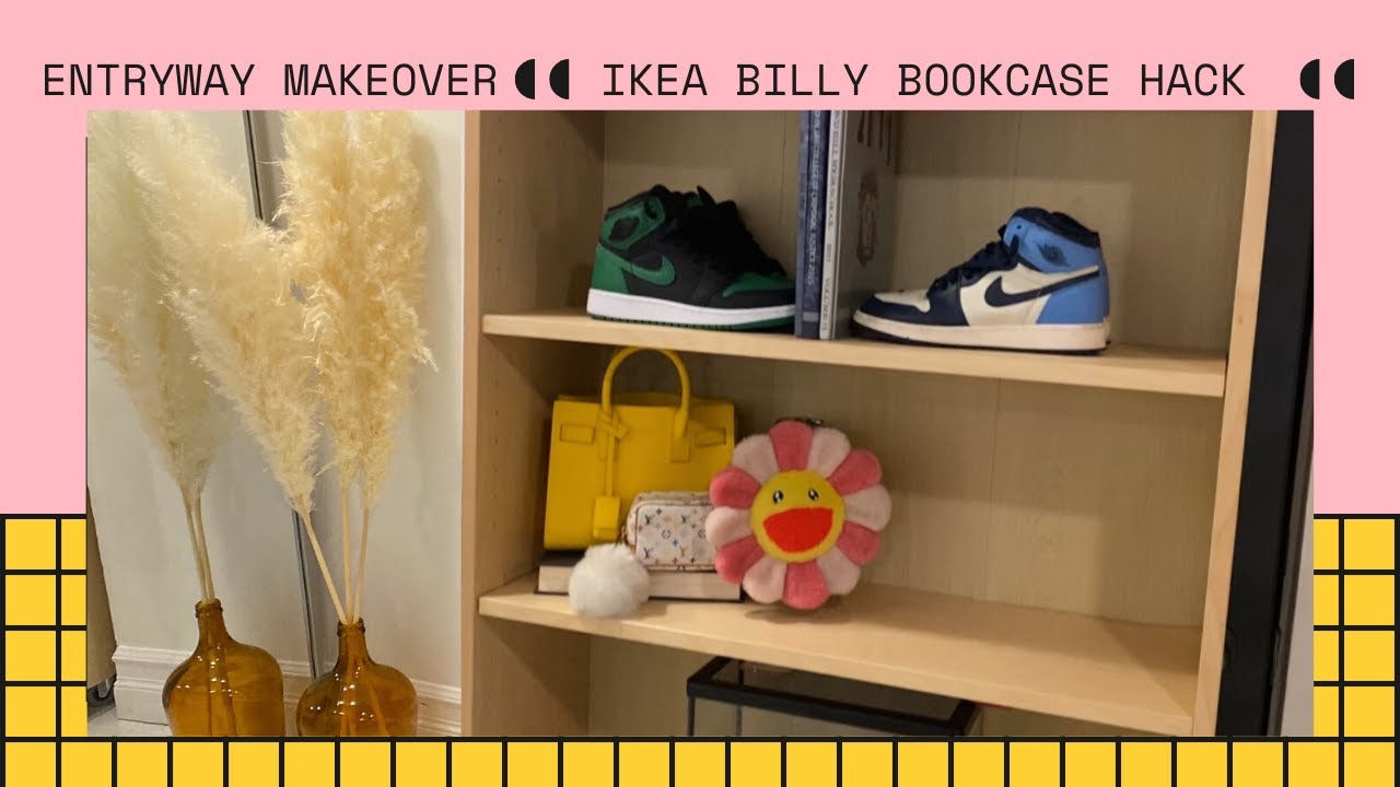 IKEA BILLY BOOKCASE ON CASTERS// Entryway Makeover Two Degrees, No