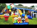 アンパンマン！おもちゃ　アニメ☆滑り台がたくさんある公園でかくれんぼ♡みんな、どこにいるのかな？Hide and Seek in the park【Sliding】【かくれんぼ シリーズ】【すべり台】