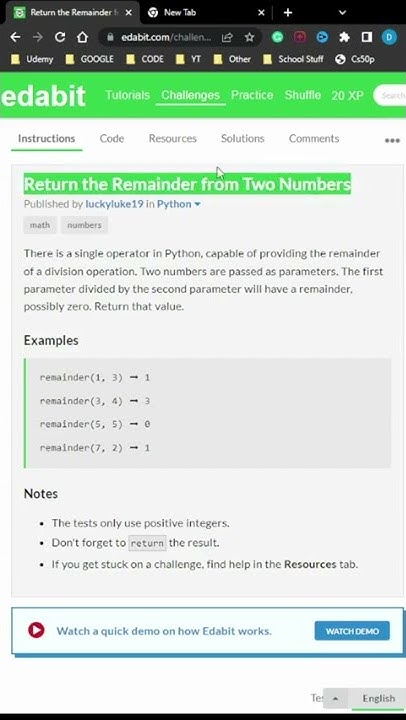 Find the remainder of two numbers! - Simple Python Challenges #1 - YouTube