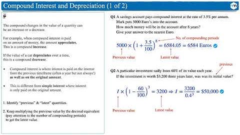 GCSE Maths. Compound Interest and Depreciation