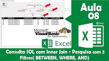 SQL Coluna Quantidade em Tabela no Excel VBA | parte nome, intervalo de datas e campo quantidade