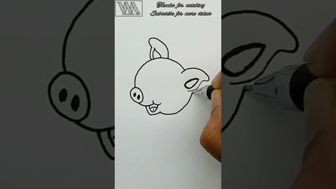 Simple Drawing Shorts || Cute Piglet Drawing || how to draw a pig || 