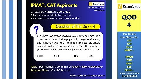Question of the Day - 4 | Permutation & Combination | Easy to Moderate | CAT | IPMAT | NMAT | SNAP