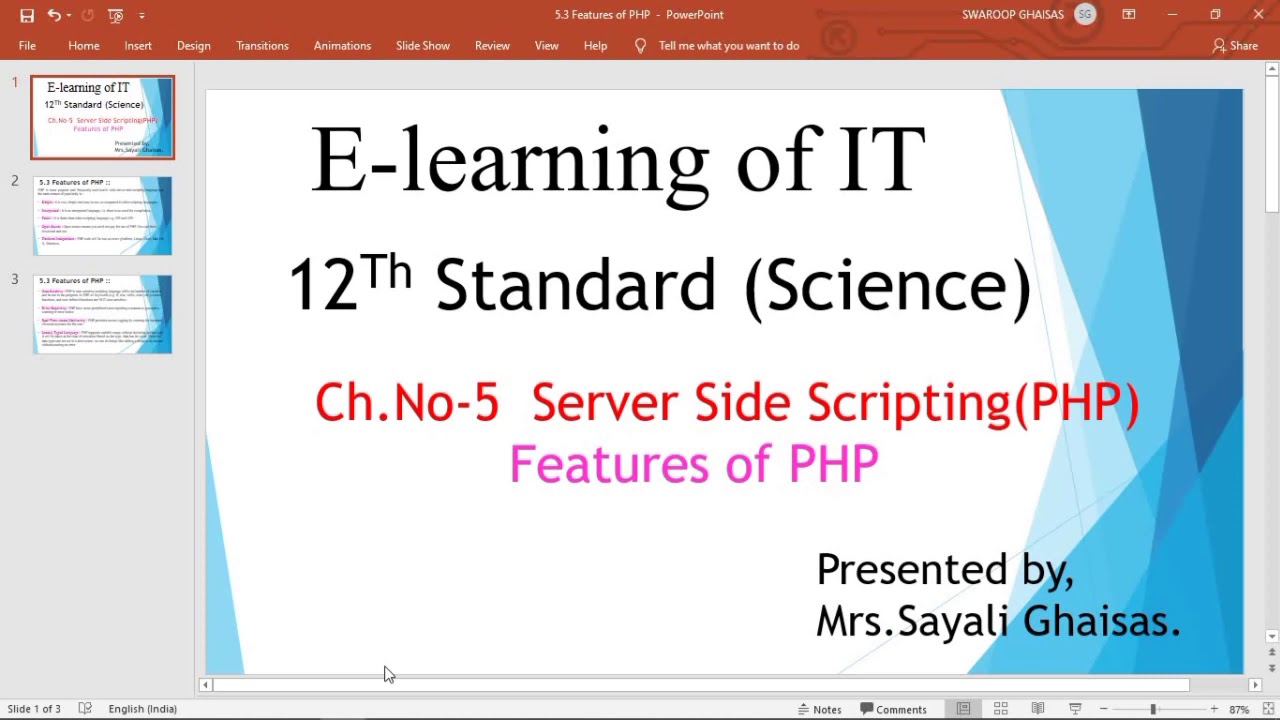 Features of PHP# Server side Scripting(PHP)