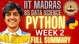 Celebrity Python Week 2 All Concepts Summarized! Most Important Topics! Foundation IIT Madras BS Data Science Profile