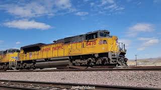 3/16/23 Pre: EB UP manifest & EB BNSF manifest slowly race through East Barstow, CA ft. near miss