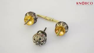 Famous Brown Design On White Ceramic Cabinet Knob & Pull - BPCMK 063 Profile