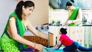 Saree Vlog New Morning Exercises Clothes Folding Vlog New Indian Housewife Daily Routine Work
