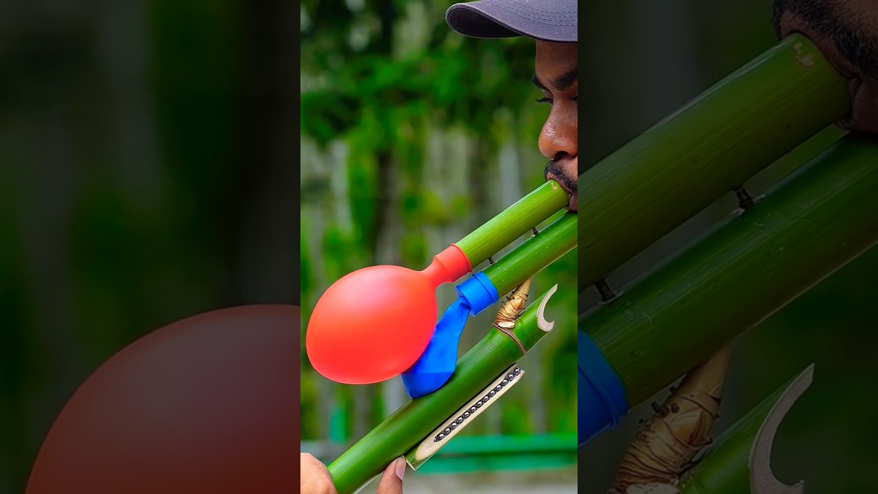 DIY Bamboo Creations with two clour Ballone Slingshots 