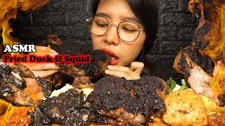 ASMR Nasi Bebek & Cumi Bumbu Hitam Pedasss Nikmat (Spicy Fried Duck & Squid Rice) | Eating Sounds