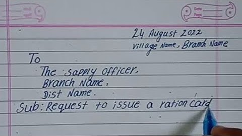 Write an application for a new ration card apply ||English application writing ||