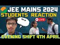 Jee Mains 2024 4th April Shift 2 reaction Toughest Math 🤯🤯