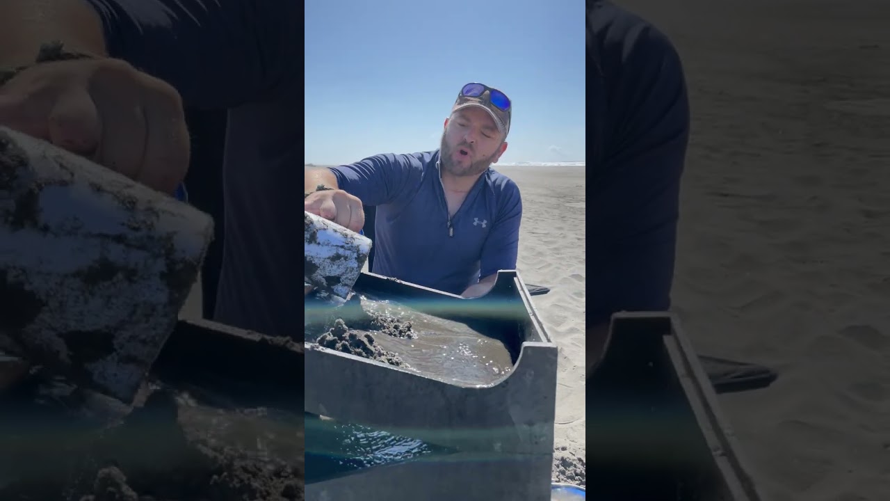 Pan for Gold with Bobby Bo showing basic Gold Cube set up on the beach