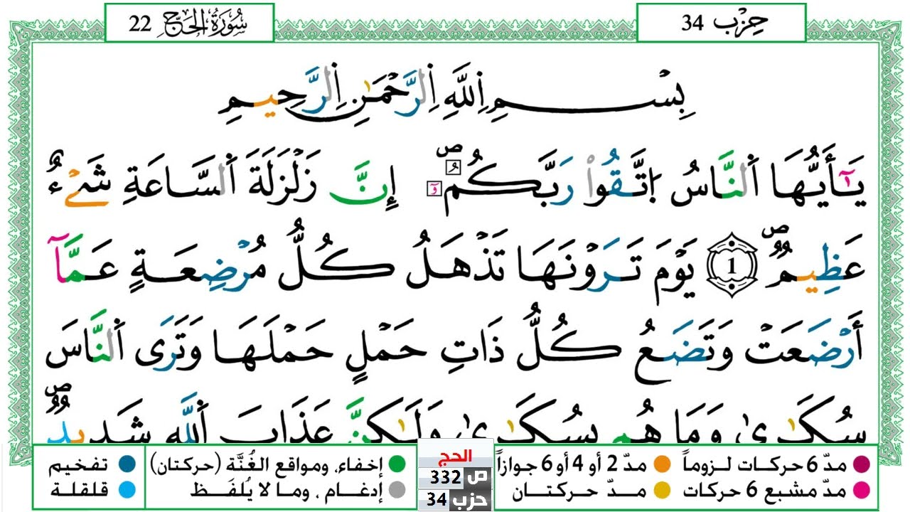 سورة الحج مكتوبة توفيق النوري Surah Al Haj  ورش عن نافع من طريق الازرق