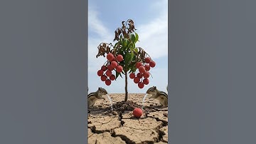 The Two squirrels saved a litchi plant from drying up by watering it.😭#ai #tree #save #squirrels