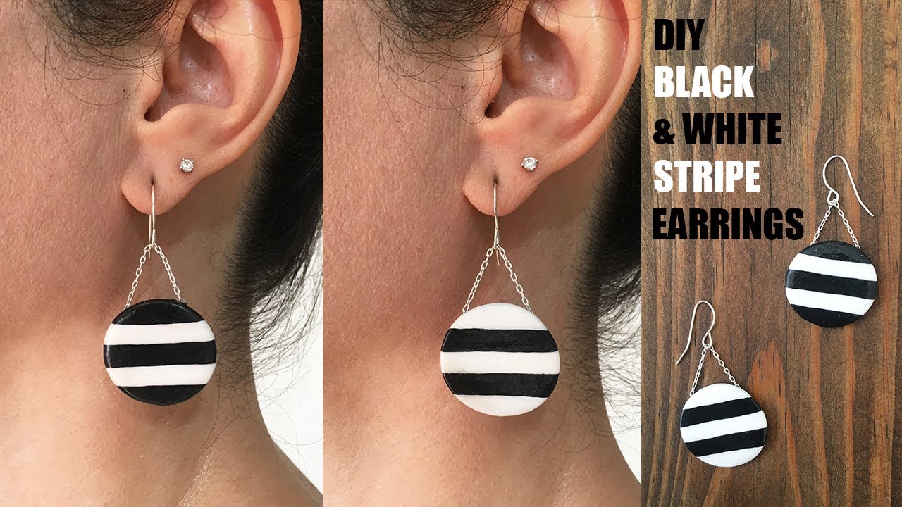 Polymer Clay Tutorial 66: Black and White Clay Earrings 