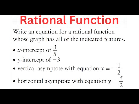 Writing EQUATION Of Rational Function Whose GRAPH Has Indicated Features (2 Of 2)