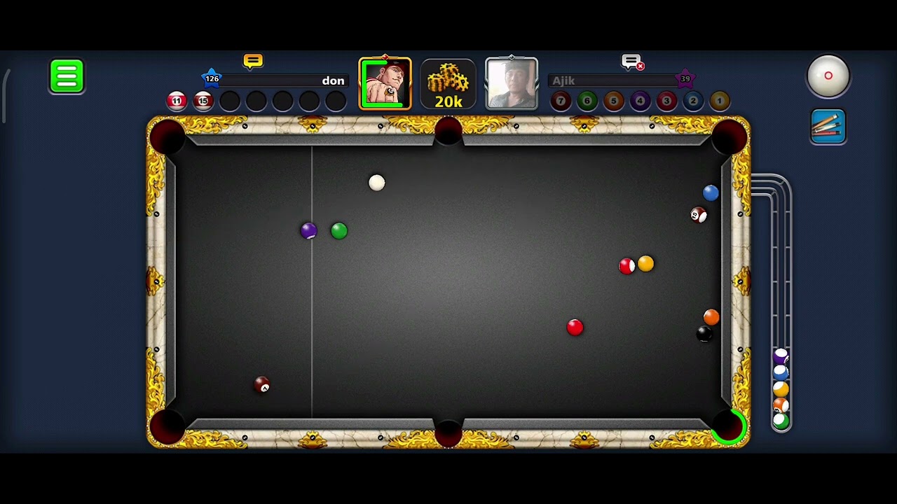 don vs Ajik 8 ball pool game play! 20k coins win. 🙃😉😌😍