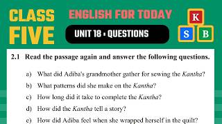 Class 5 English Unit 18: Nakshi Kantha | Questions & Answers | New Curriculum 2026