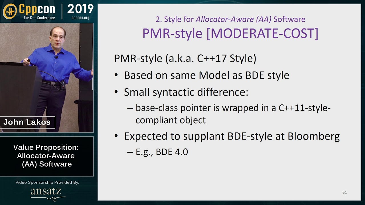 c thomas howell CppCon 2019: John Lakos “Value Proposition: Allocator-Aware (AA) Software”