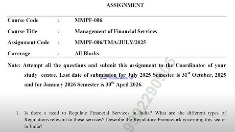 IGNOU MMPF - 006 Solved Assignment July 2025 Jan 2026 PDF | IGNOU MBA | Financial Services
