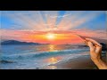 Sunset Seascape Oil Painting. Art | Морской закат. Живопись маслом | Ölmalerei | Peinture à l'huile