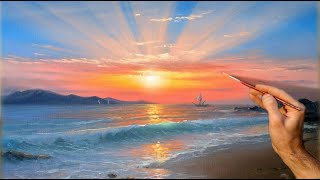 Oil Landscape Painting - Sea Sunset / Easy Art / Drawing Lessons / Satisfying Relaxing / Масло.