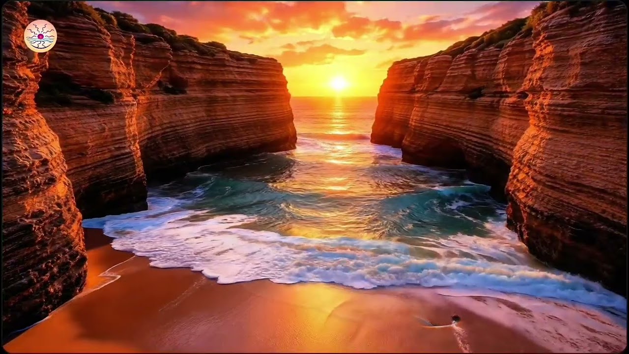 2 HOURS Golden Cliff Sunset | Ocean Waves | Calm Ambient Music for Focus, Relaxation & Peace