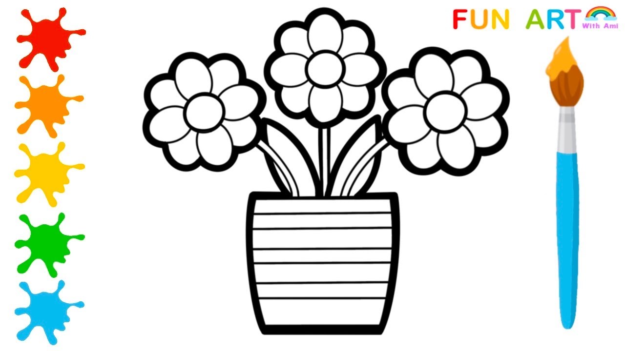 Draw & Color flowers for kids🌷 Learn colors in English & Italian 🇬🇧🇮🇹